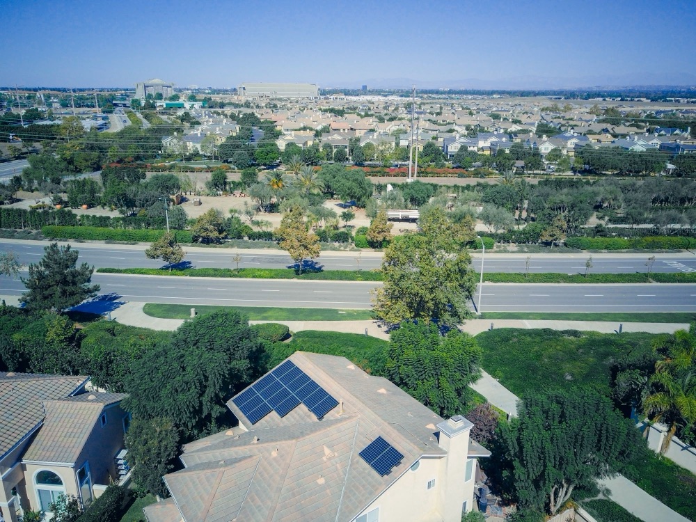 Suburban houses with rooftop solar